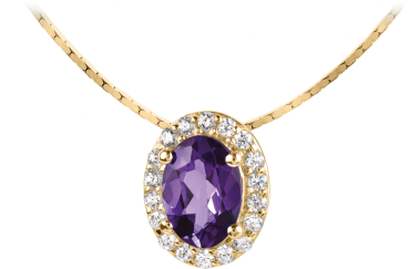 Jacques Lemans - Kette Sterlingsilber vergoldet mit Amethyst - SE-C116G